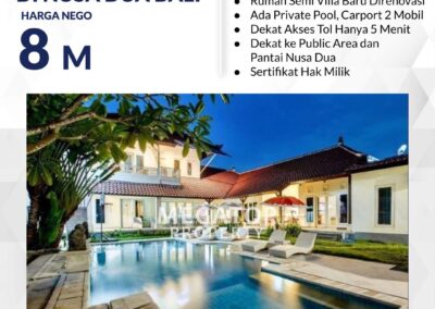 Rumah Semi Villa Dijual di Nusa Dua Bali Full Furnish